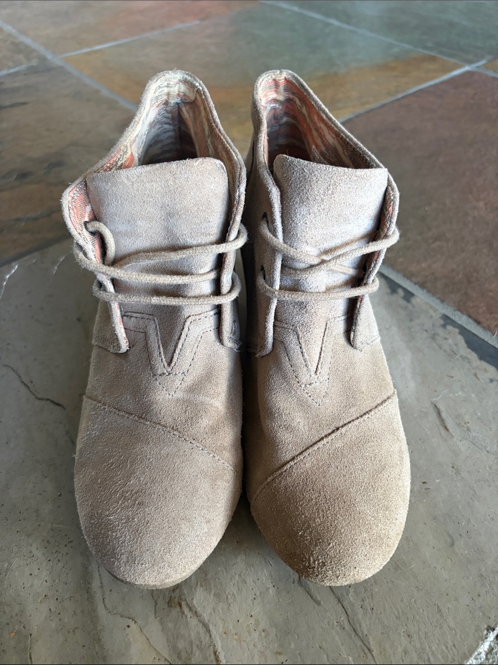 TOMS Women's Taupe Suede Ankle Boots - Casual Lace-Up